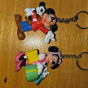 vintage mickey and minnie keychains 70's/80's